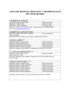 lista de hoteles, hostales y residenciales de cochabamba