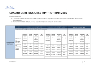 CUADRO DE RETENCIONES IRPF — IS — IRNR 2016