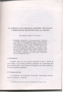 el crédito por expensas comunes. privilegio y derecho de retención