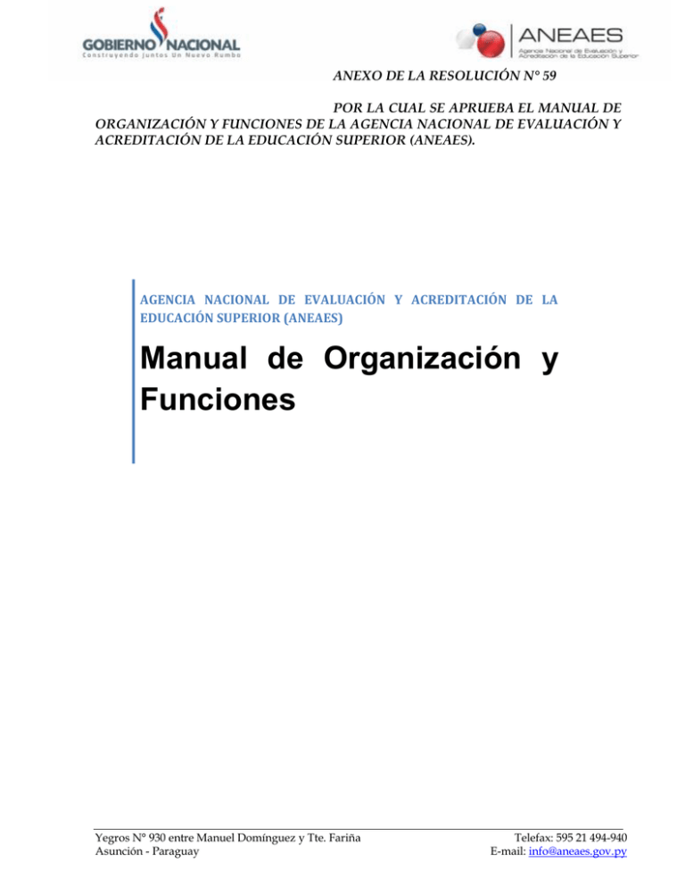 Manual De Organización Y Funciones