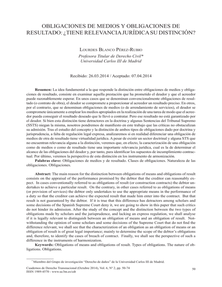 Obligaciones De Medios Y Obligaciones De Resultado 0393