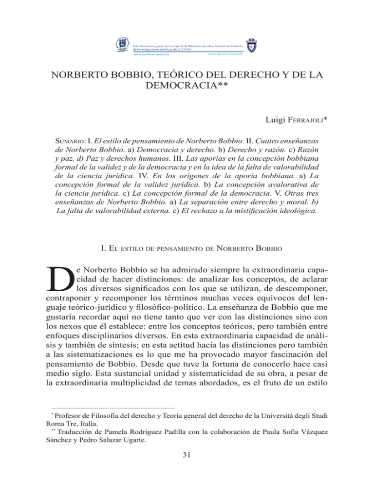 Norberto Bobbio, Teórico Del Derecho Y De La Democracia