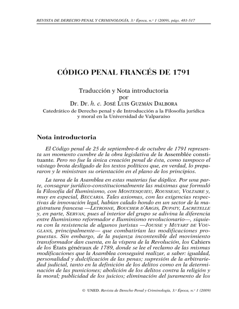 código penal francés de 1791 - e-Spacio
