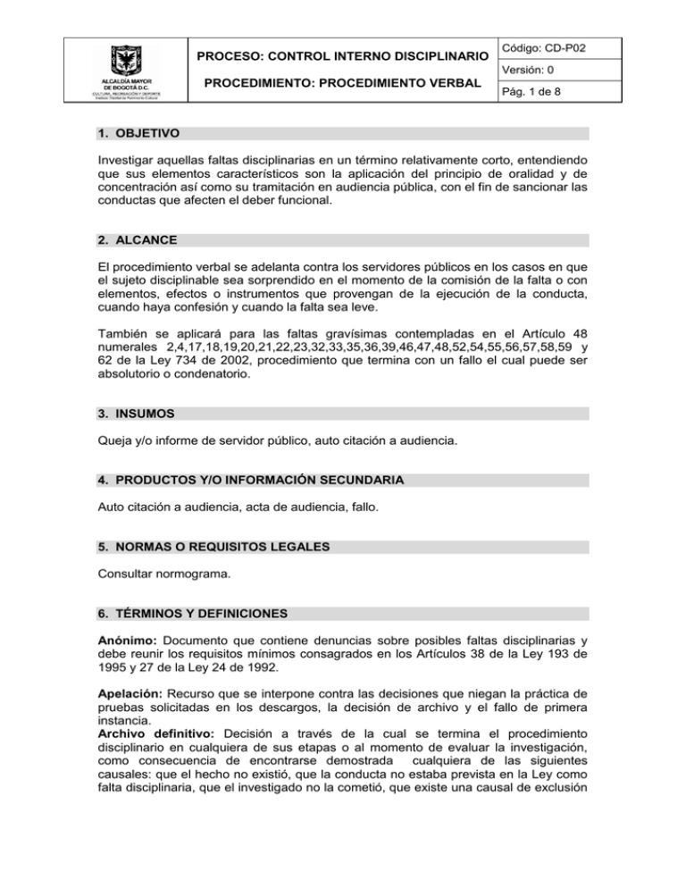 PROCESO: CONTROL INTERNO DISCIPLINARIO