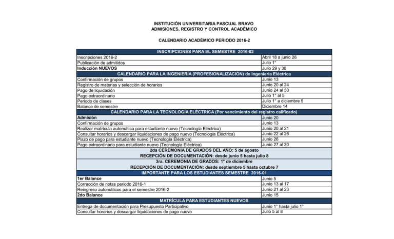 Calendario académico pascual bravo 6