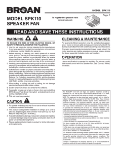 model spk110 speaker fan read and save these instructions