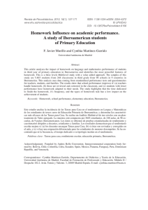 Homework Influence on academic performance. A study of