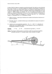 La barra OAB de la ﬁgura se encuentra en posición horizontal. Está