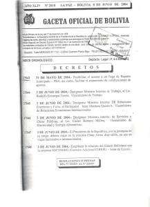 Decreto Supremo N&ordm; 27543, 31 De Mayo De 2004