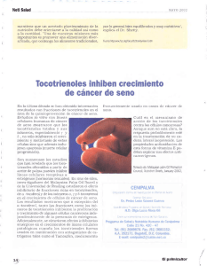 Tocotrienoles inhiben crecimiento de cáncer de seno