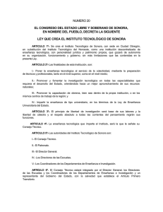 Ley que crea el Instituto Tecnológico de Sonora