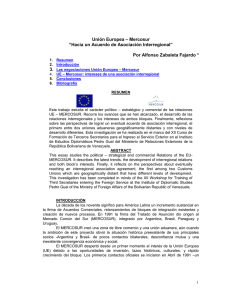 Unión Europea – Mercosur “Hacia un Acuerdo de Asociación