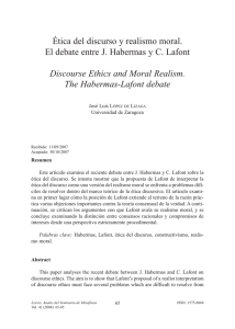 Ética del discurso y realismo moral. El debate entre J. Habermas y C