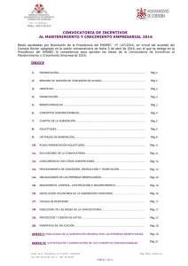 CONVOCATORIA DE INCENTIVOS AL MANTENIMIENTO Y