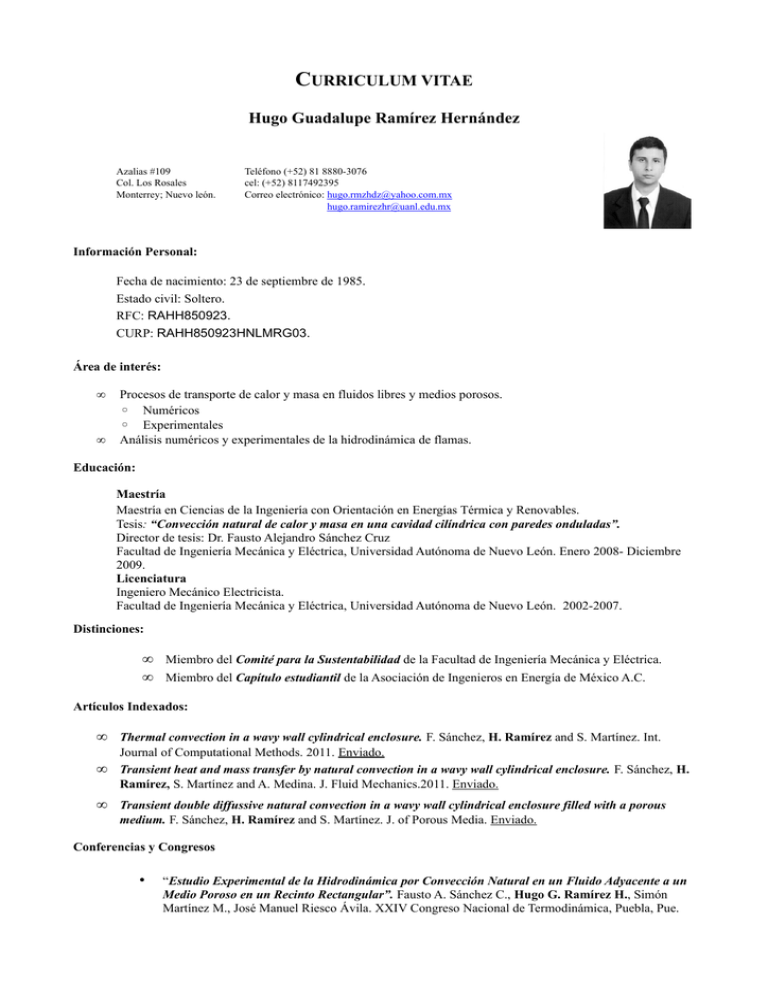 CURRICULUM VITAE Hugo Guadalupe Ramírez