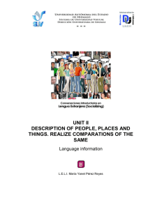 UNIT II DESCRIPTION OF PEOPLE, PLACES AND THINGS