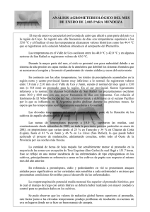 análisis agrometereológico del mes de enero de 2.003 para mendoza