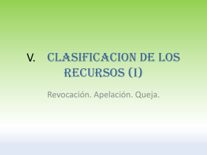 V. CLASIFICACION DE LOS RECURSOS