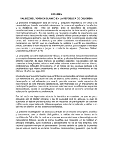 Validez del voto en blanco en la rep&uacute;blica de colombia