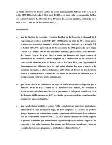 La Junta Directiva del Banco Central de Costa Rica mediante