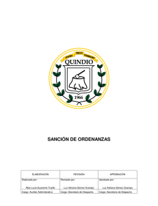 sanción de ordenanzas - Gobernación del Quindio