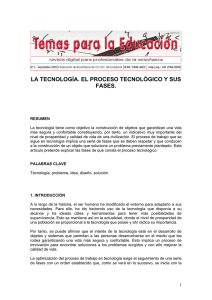 LA TECNOLOGÍA. EL PROCESO TECNOLÓGICO Y SUS FASES.