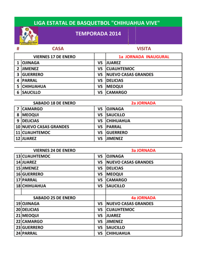 LIGA ESTATAL DE BASQUETBOL "CHIHUAHUA VIVE