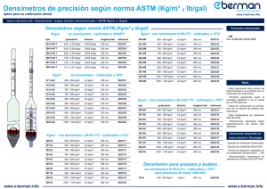 Densímetros de precisión según norma ASTM (Kg/m³ y lb/gal)
