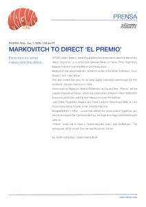 prensa markovitch to direct `el premio`