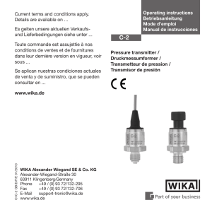 Pressure transmitter / Druckmessumformer / Transmetteur de