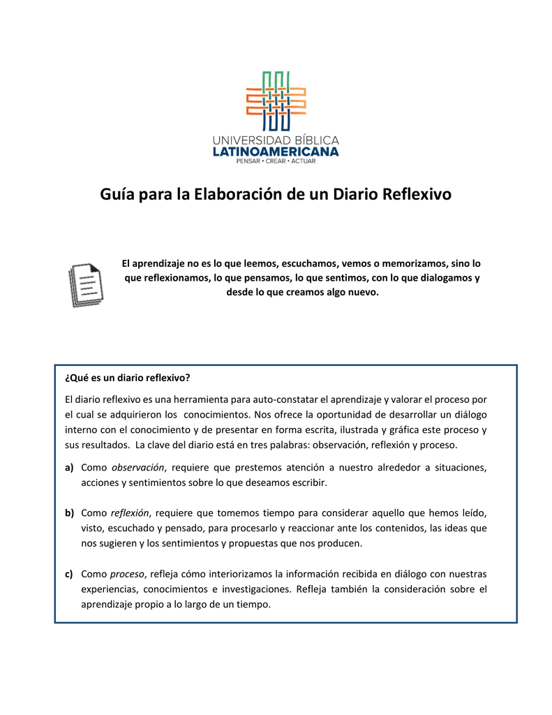 Guía Para La Elaboración De Un Diario Reflexivo 0678