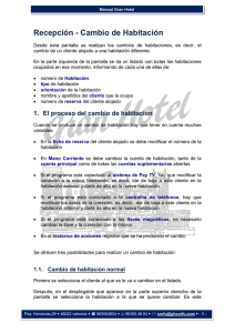 Recepci&oacute;n - Cambio de Habitaci&oacute;n