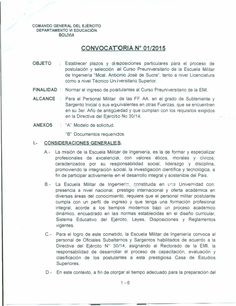 Convocatoria N° 01/2015