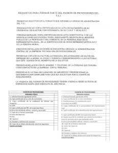 requisitos para formar parte del padron de proveedores del tsi