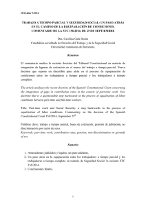 TRABAJO A TIEMPO PARCIAL Y SEGURIDAD SOCIAL: UN PASO