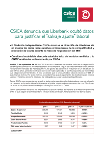 CSICA denuncia que Liberbank ocultó datos para justificar el
