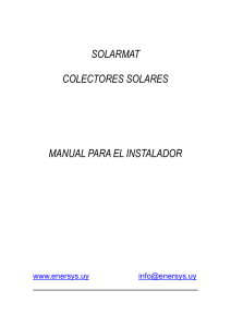 SOLARMAT COLECTORES SOLARES MANUAL PARA EL