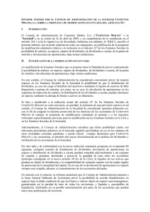 Informe del Consejo sobre la modificación del