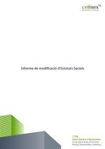 Informe de modificació d`Estatuts Socials