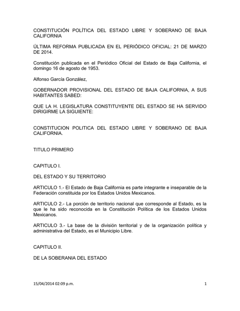 Constitución Política del Estado Libre y Soberano de Baja California