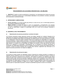 PROCEDIMIENTO DE ACCIONES PREVENTIVAS Y DE MEJORA I
