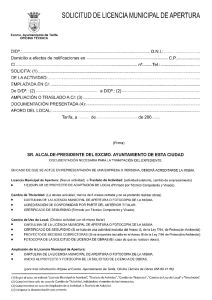 SOLICITUD DE LICENCIA MUNICIPAL DE APERTURA