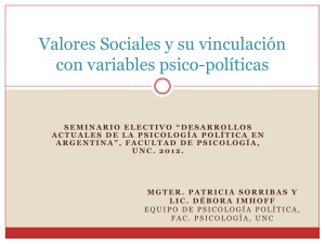 Valores Sociales y su vinculación con variables psico