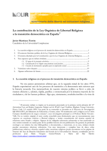 La contribución de la Ley Orgánica de Libertad Religiosa a la