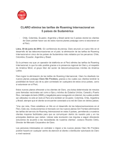 CLARO elimina las tarifas de Roaming Internacional en 5 países de