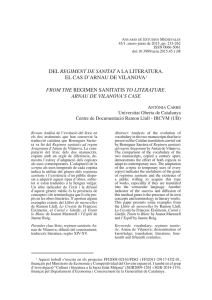 Del regiment de sanitat a la literatura. El cas d`Arnau de Vilanova