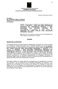 crédito para el ministerio de relaciones interiores y justicia