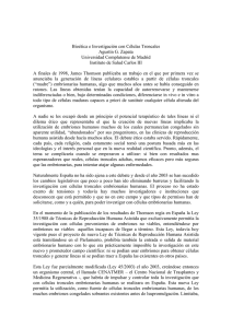 Bioética e Investigación con Células Troncales Agustín G. Zapata