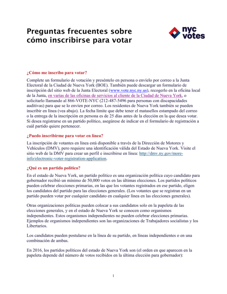 Preguntas Frecuentes Sobre Cómo Inscribirse Para Votar