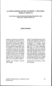 LA CIRCULARIDAD ENTRE FILOSOFIA Y TEOLOGIA: FIDES ET